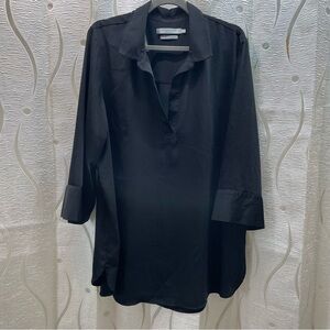 Contemporaine par Simons Tunic Blouse Womens XXL Black Recycled V-Neck
